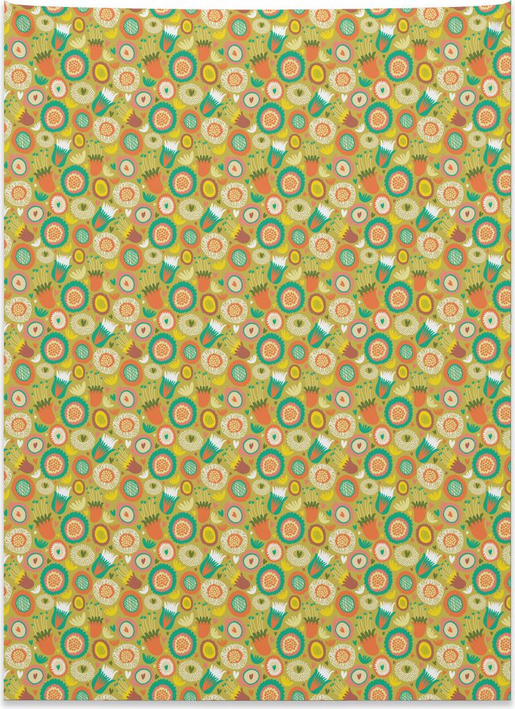 Abakuhaus Wunderlich Wandteppich, Botanische Blumen aus Weiches Mikrofaser Stoff Kein Verblassen Klare Farben Waschbar, 110 x 150 cm, Mehrfarbig