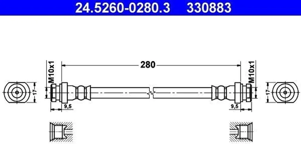 Tuyau de frein ATE 24.5260-0280.3 flexible de freinage haute qualité