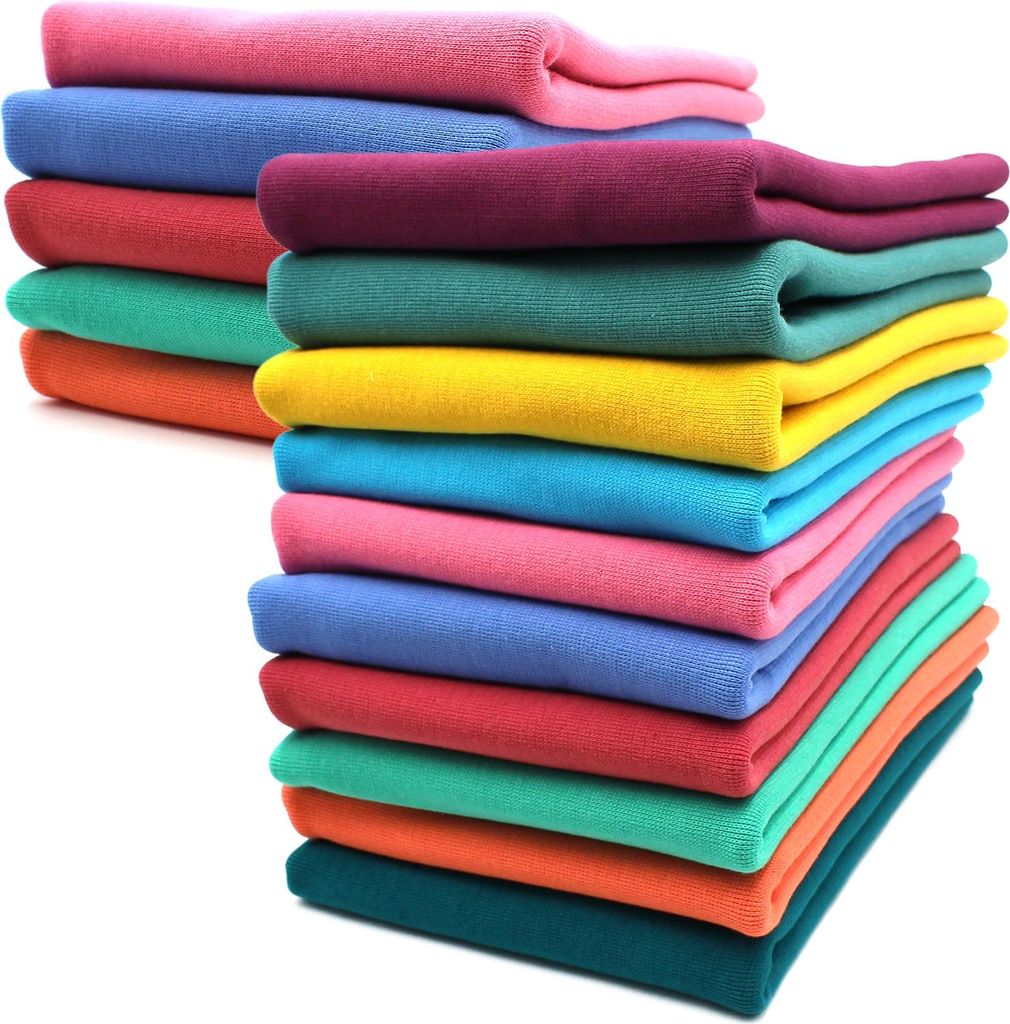 Bündchenstoff 10er Set Summer Bio Schlauchware Bündchen Jersey Paket Stoffpaket zum Nähen DIY