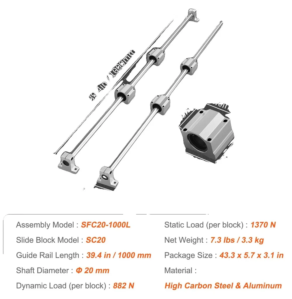 Axe de guidage linéaire SFC20-1000L pour CNC et robotique précise