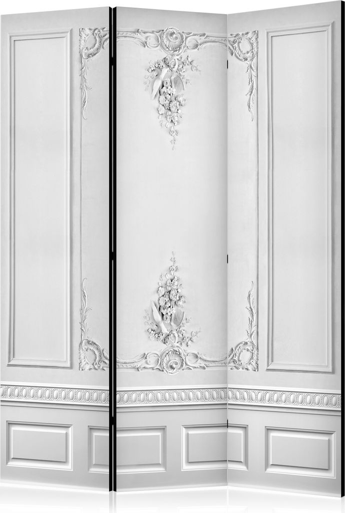 Neuheit! Dekorativer Paravent Raumteiler Trennwand Foto-Paravent Spanische Wand XXL 135x172 cm Elegant weiß Minimalism f-C-0410-z-d