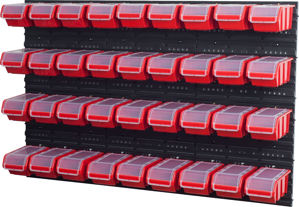 Stapelboxen Wandregal Sichtlagerkästen 6 x Wandregal Lagersystem 36 Boxen rot