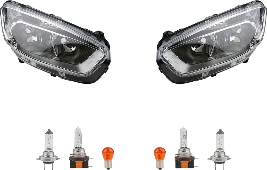 Scheinwerfer Links & Rechts Set + Leuchtmittel passend für Ford Transit Courier Johns