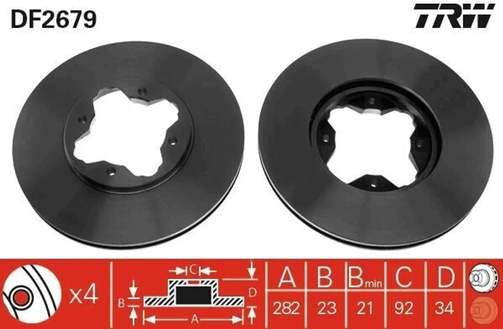 Disque de frein TRW DF2679 OE 45251 SN7 E50 pour Honda Accord IV V
