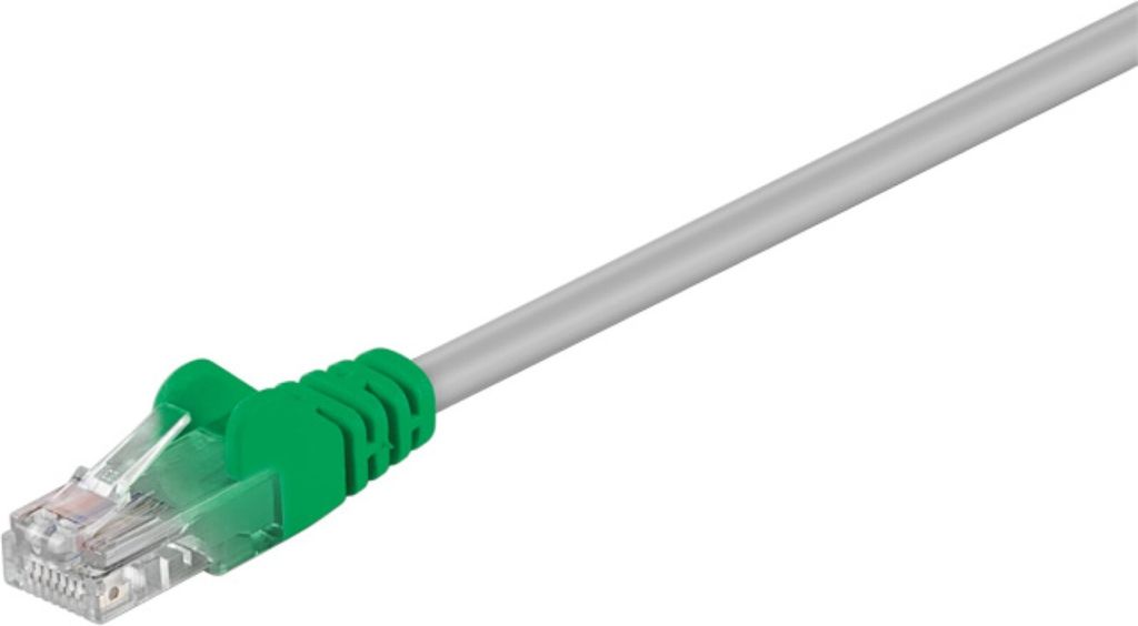 Goobay CAT 5e Crossover-Patchkabel, U/UTP, Grau-Grün Produktbild 