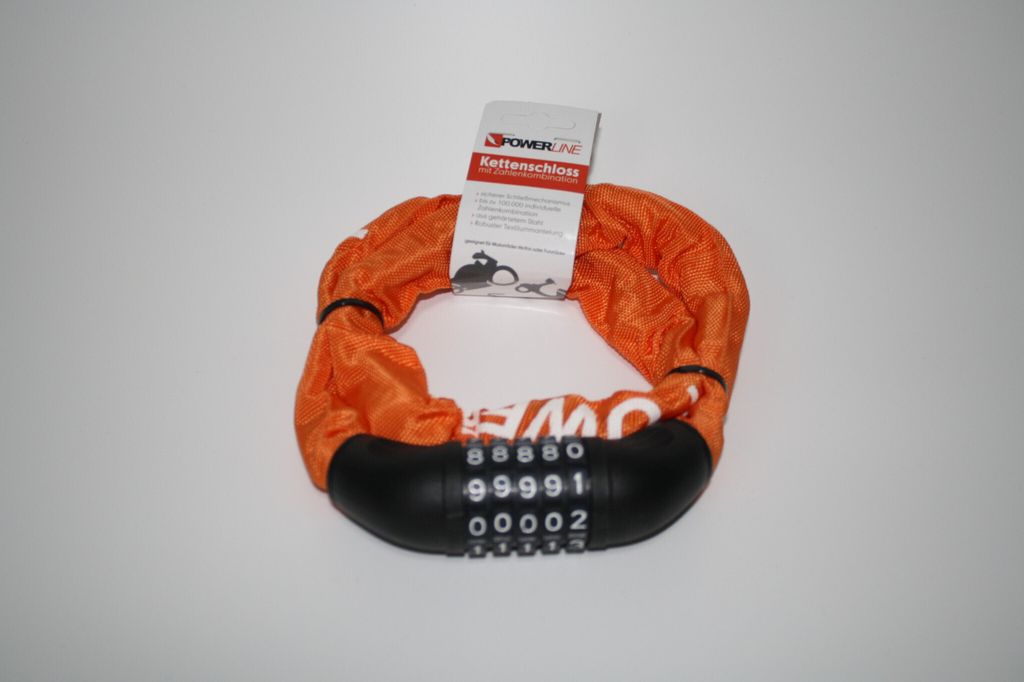 Fahrradkettenschloss Zahlenschloss Stahlkettenglieder 6 x 1200mm Orange