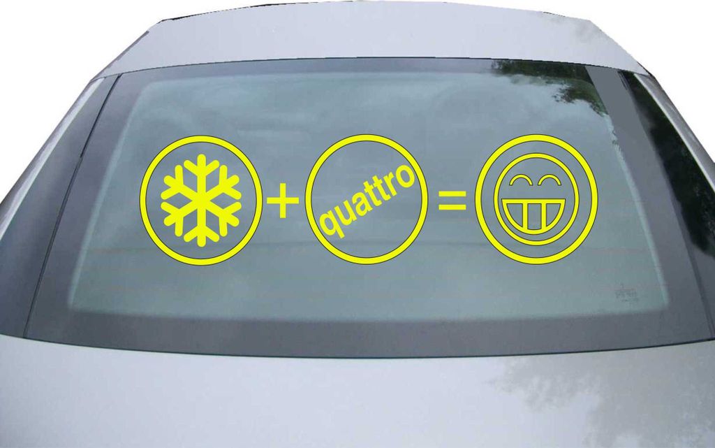 Indigos UG - Aufkleber Heckscheibe & Motorklappe DE2436 - neongelb - 600x171 mm - Winter Quattro - Auto Scheiben Fenster Heckklappe Tuning Racing J...