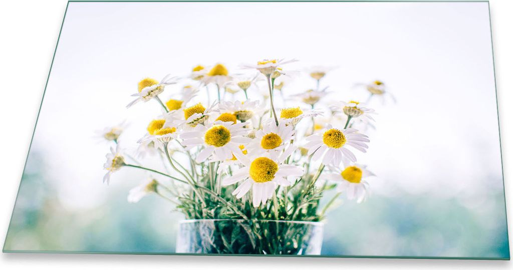 Herdabdeckplatte Glaskeramik 1 Teilig 80x52 Blumen Gelb Abdeckung Glas Spritzschutz
