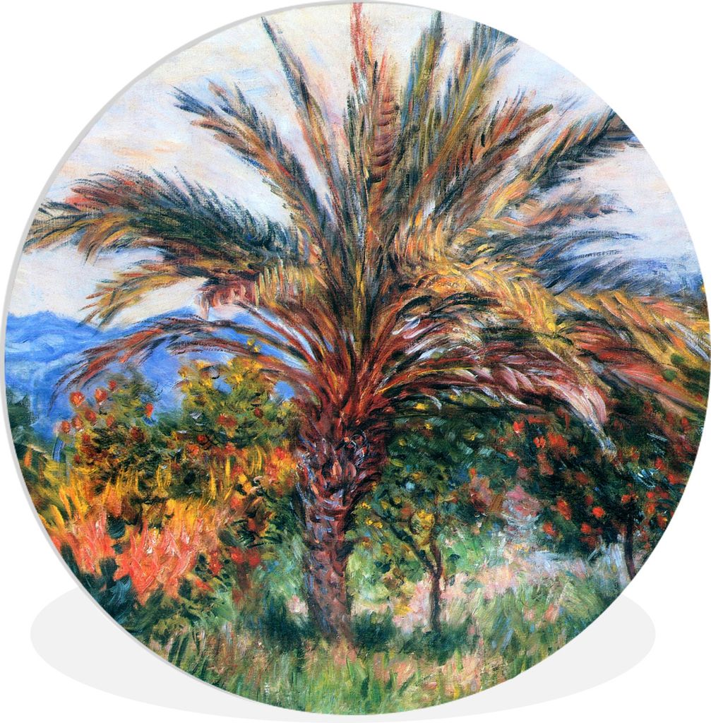 MuchoWow Rundes Wandbild - Runde Bilder Palme in Bordighera - Claude Monet Ø 60 cm Kreis Wanddekoration Kunststoff - Wandkreis - Wandschmuck - W...