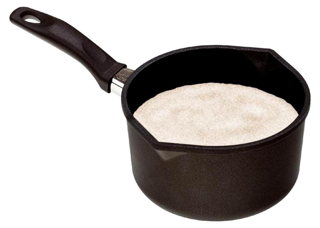 Milchtopf, Ø 18 cm, 10 cm hoch, Soßentopf mit festem Stiel, nicht induktionstauglich, Lotan Antihaft-Veredelung, Aluguss