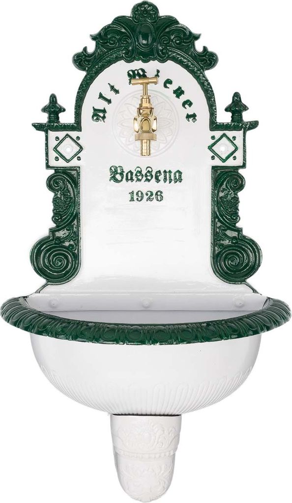 Brunnen Wandbrunnen 72cm Aluminium Waschbecken im Nostalgie antik Stil fountain