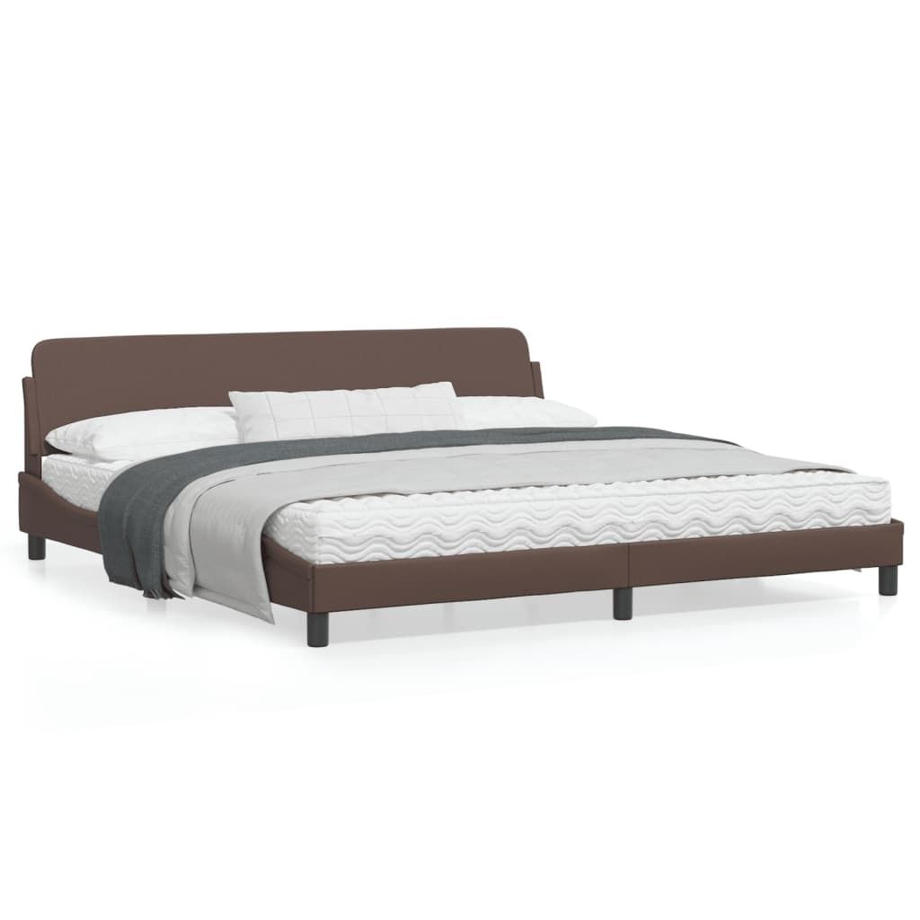 Design Bettgestell mit Kopfteil Braun 200x200 cm Kunstleder, Klassische Betten 2024 Neu