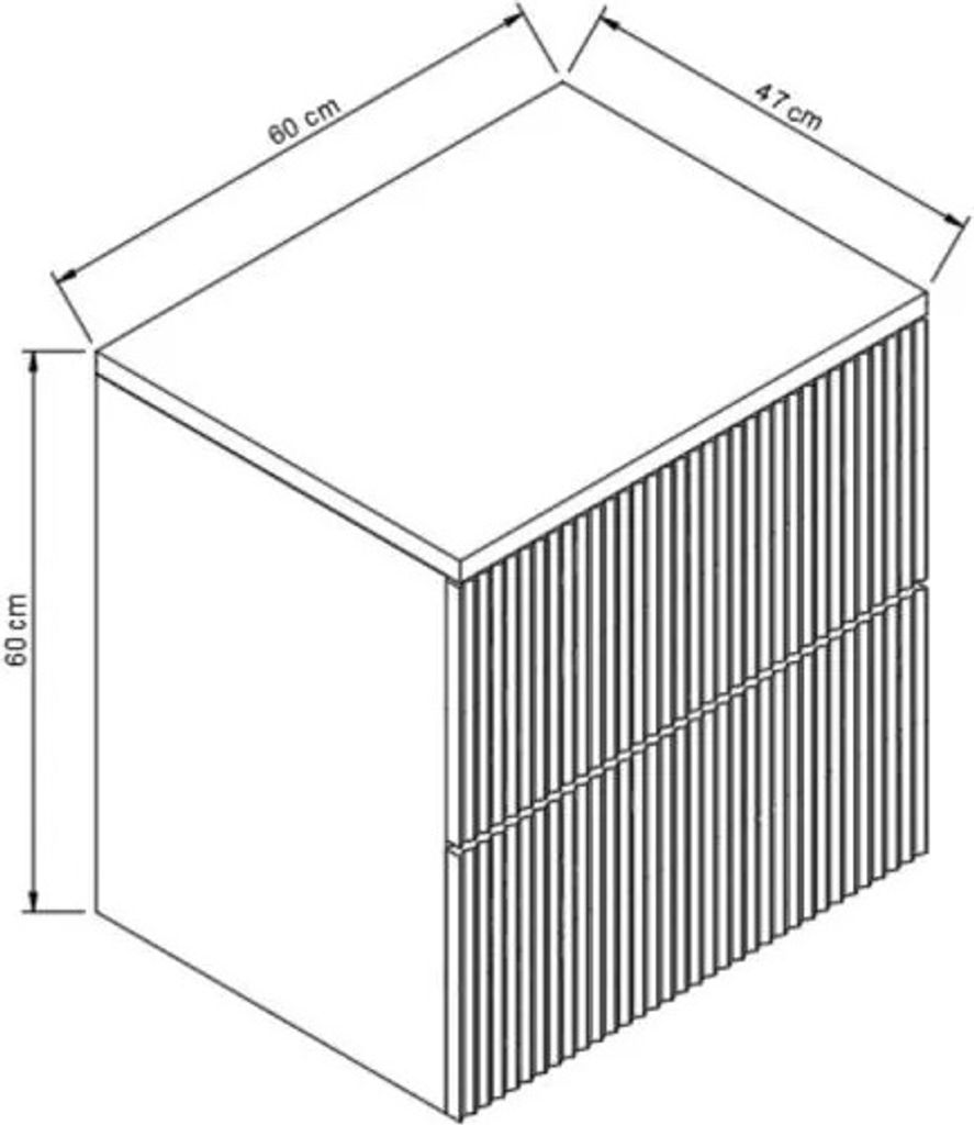 WENA Skříňka pod umyvadlo 60 cm, žebrovaná čela, kovové Obrázek produktu 6