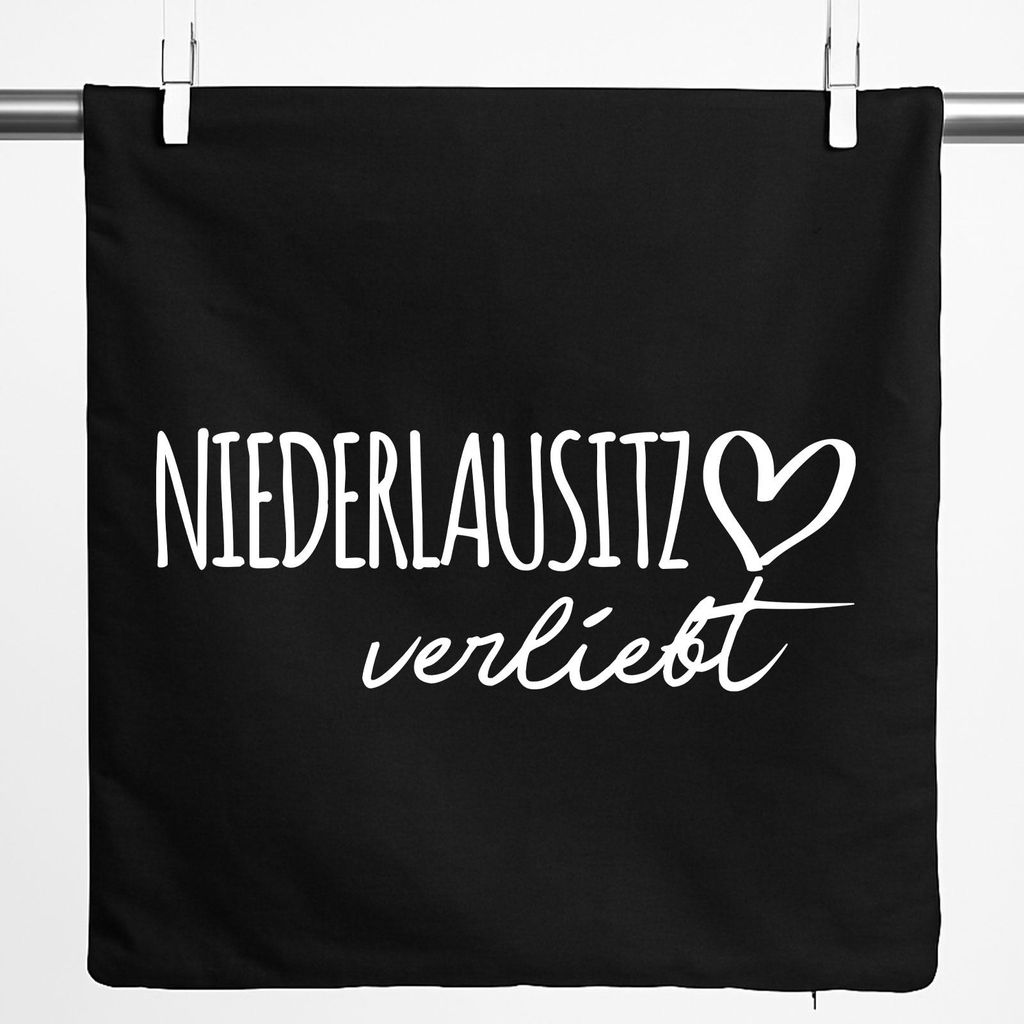 Huuraa Kissenbezug Niederlausitz verliebt 40x40cm Black Baumwolle Dekokissenbezug Geschenkidee
