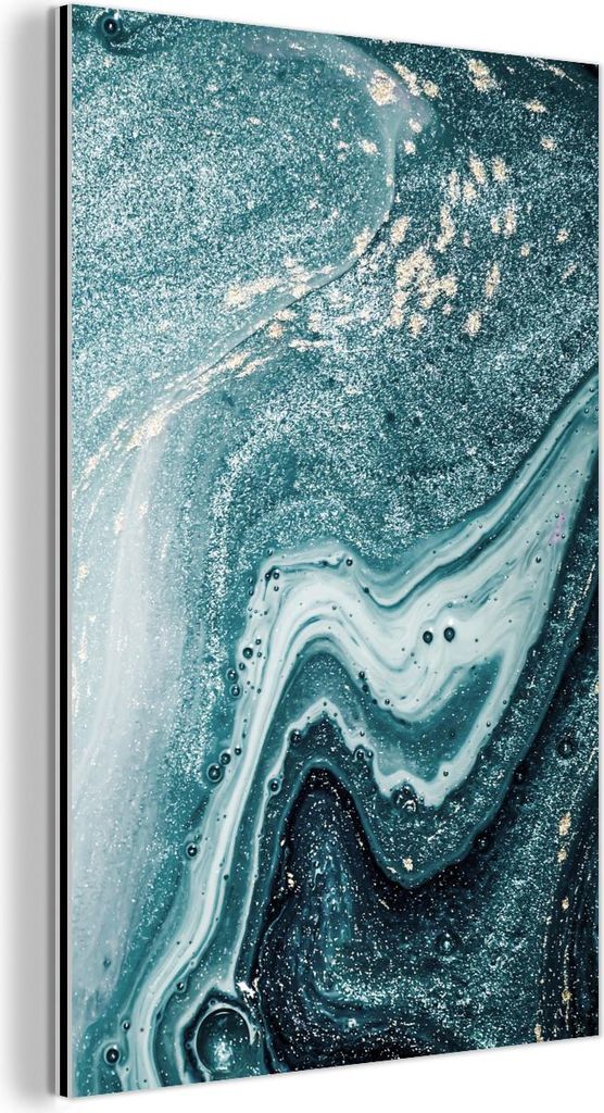 MuchoWow Wanddekoration Metall Metallbild Wandkunst 80x120 cm Edelsteine - Blau - Natur - Marmor - Abstrakt MuchoWow Aluminium Gemälde - Bilder