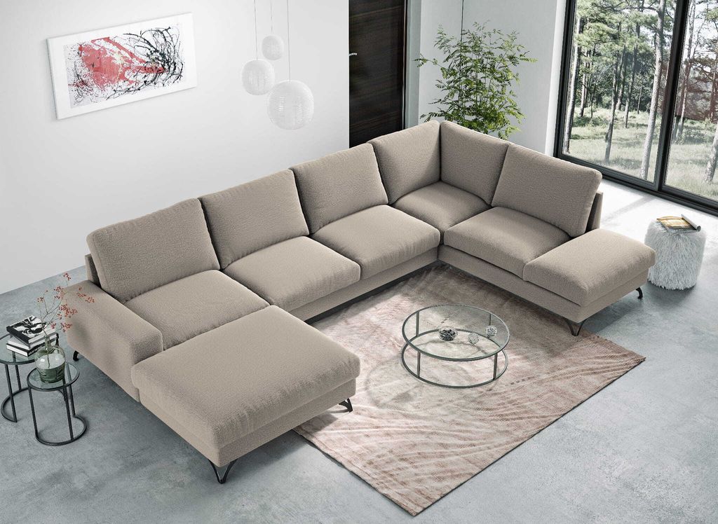DESIGN MÖBEL Ecksofa OLIVIO 3 U PA 02 – Schlafsofa mit Schlaffunktion, Bettkasten, Schlafcouch, Gästebett, Klappsofa