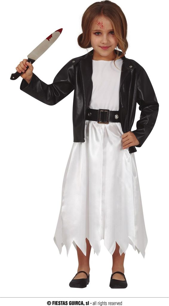Gruselige Puppenbraut Geisterhafte Hochzeit Halloween Kostüm Kinder, Größe: 140/146 Farbe: Schwarz