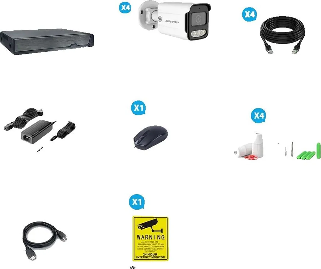 Système Vidéosurveillance 5MP 8CH NVR avec 4 Caméras et Disque Dur 1T