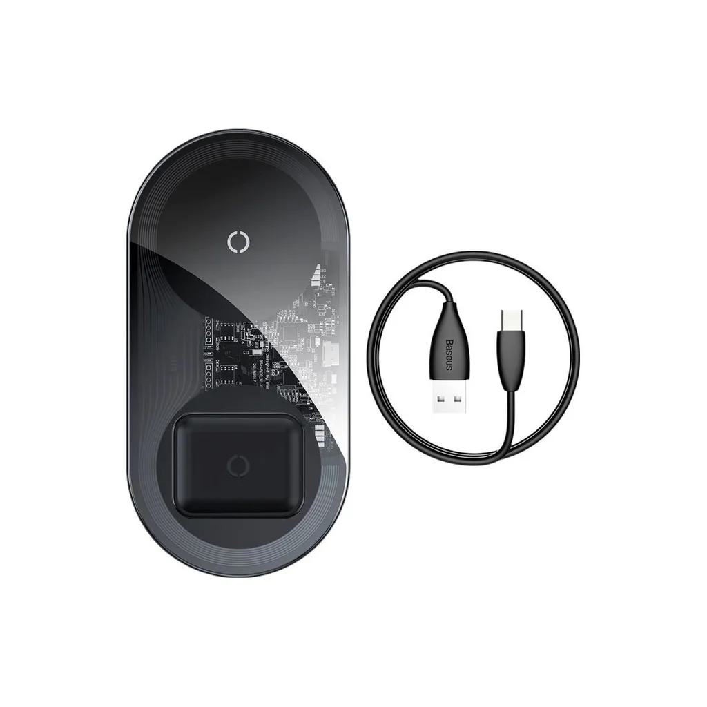 Station de Charge Induction Double Baseus pour Smartphone et Écouteurs