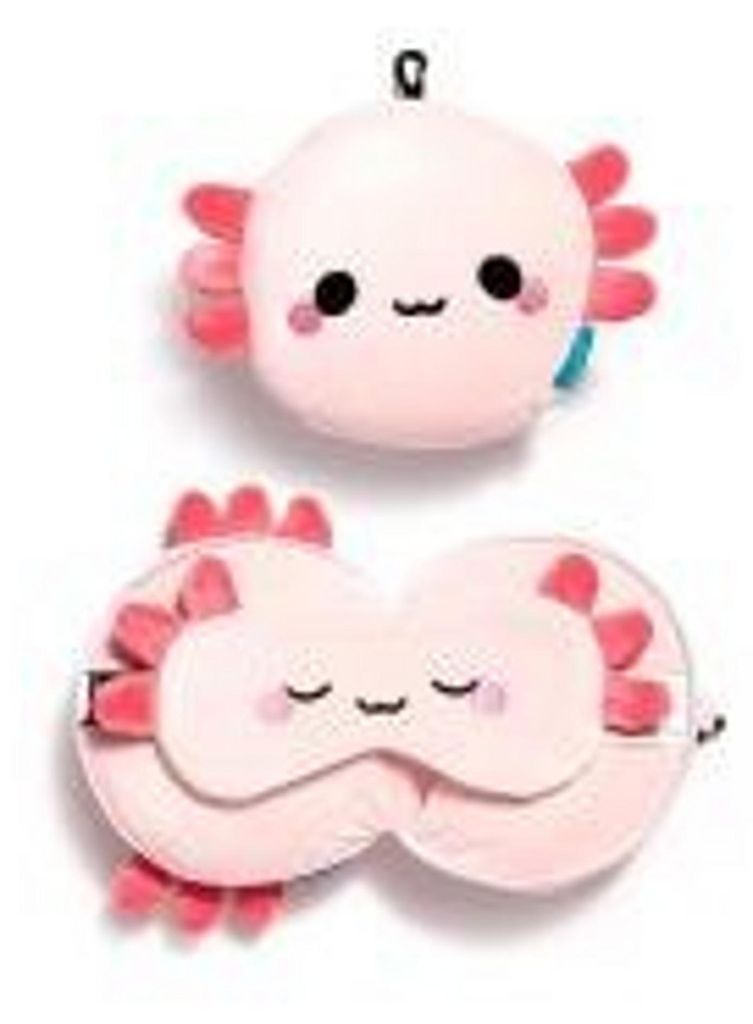 Relaxeazzz Adoramals Maddie l'axolotl Oreiller de voyage & Image du produit 
