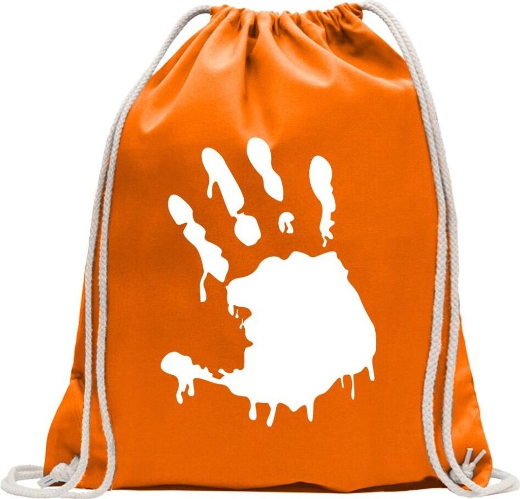Kiwistar - Turnbeutel - mandarin - Zombie Hand - Fun Rucksack Sport Beutel Gymsack Baumwolle mit Ziehgurt