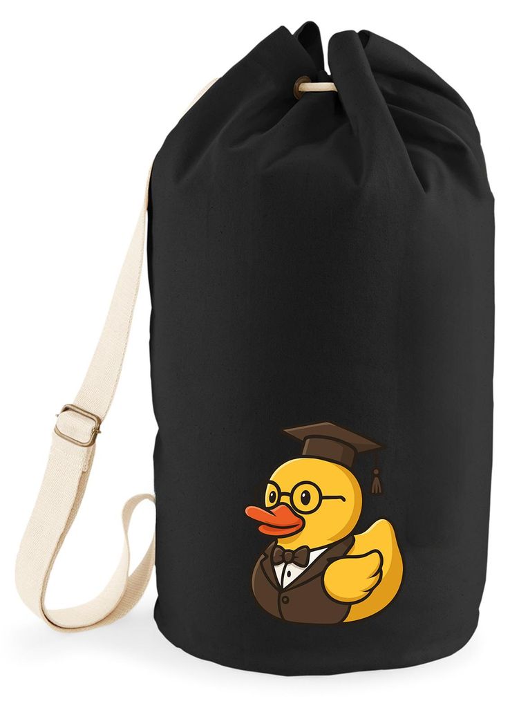 Huuraa Seesack Quietscheente Professor Gummiente Lehrer 20 Liter Black Baumwolle Rucksack Geschenkidee