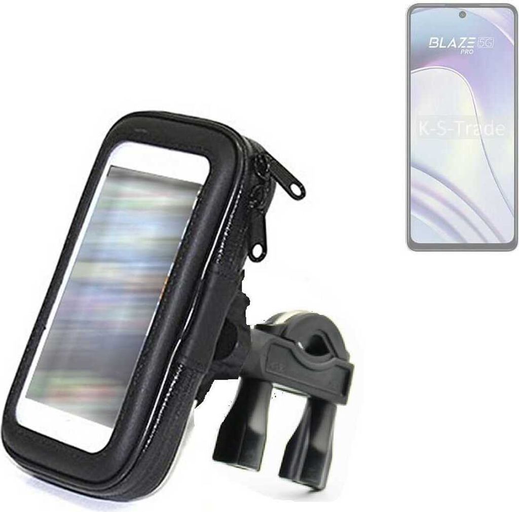 K-S-Trade Fahrrad-Halterung kompatibel mit Lava Blaze Pro 5G Handy-Halterung Halter Lenkstange Fahrradhalterung Motorrad Bike Mount Wasserabweisend