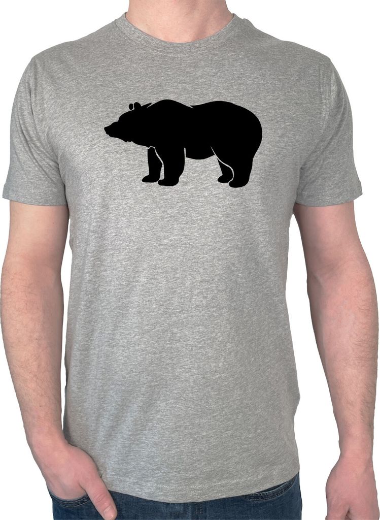 Huuraa Herren T-Shirt Bär Silhouette L Sport Grey Bio Baumwolle Fairtrade Herrenshirt Geschenkidee