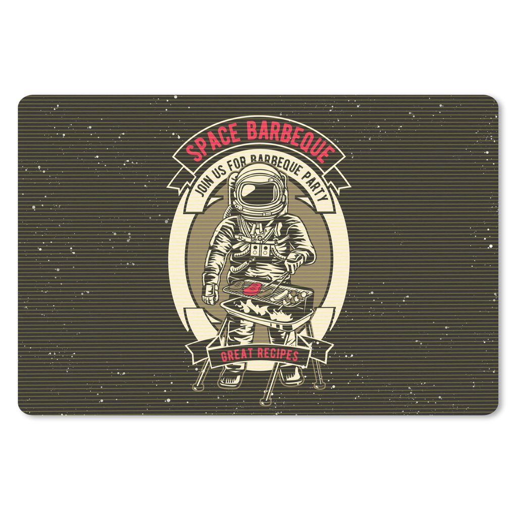 MuchoWow Schreibtischunterlage Jahrgang - Astronaut - BBQ 60x40 cm - XXL Mauspad - Großes Mauspad
