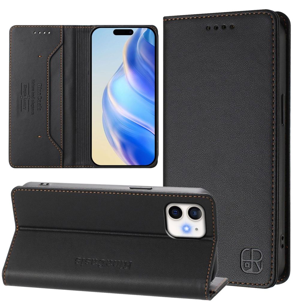 2in1 Lederhülle für iPhone 12 mini – Magnetische Wallet-Tasche RC01 mit RFID-Schutz, Abnehmbare Handyhülle