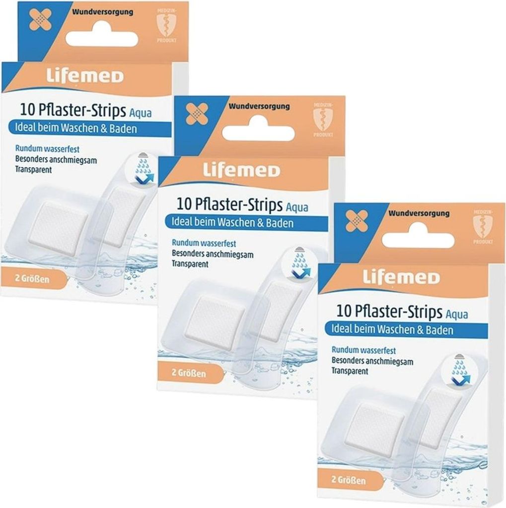3x Lifemed Pflaster Aqua transparent 10 Stück