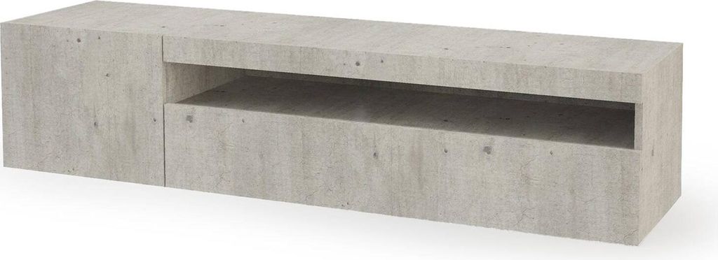 Fernsehschrank Dmangoni, Niedriges Sideboard für Wohnzimmer mit 2 Türen, Sockel für TV-Möbel, 100 % Italy, cm 150x40h37, Zement