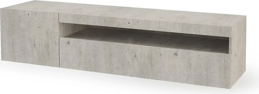 Meuble TV 150 cm pour Salon, Support Multimédia Ardy Gris Ciment Chic