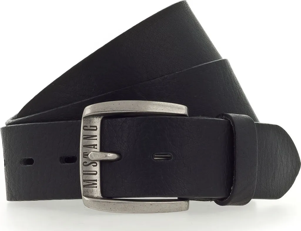 Cintura MUSTANG Pelle Uomo W80 Black Nero - Vera Pelle per Jeans