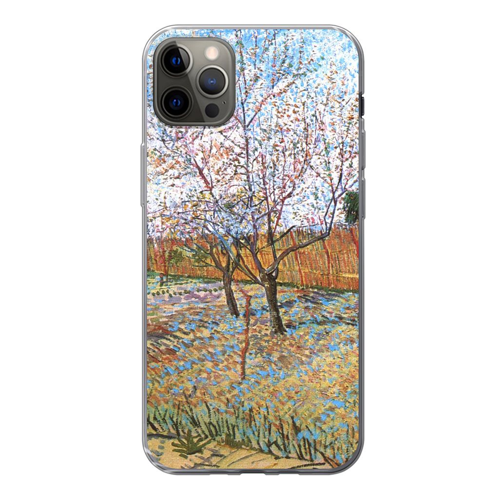 MuchoWow Handyhülle Schutzhülle Hülle für iPhone 13 Pro Max Blühender Pfirsichbaum - Vincent van Gogh Silikon Softcase Handy Hülle - Mobilt...