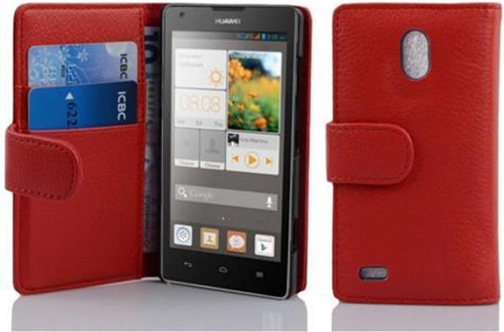 Cadorabo Schutzhülle für Huawei ASCEND G700 Hülle in Rot Handyhülle Etui Case Backcover Kunstleder Tasche