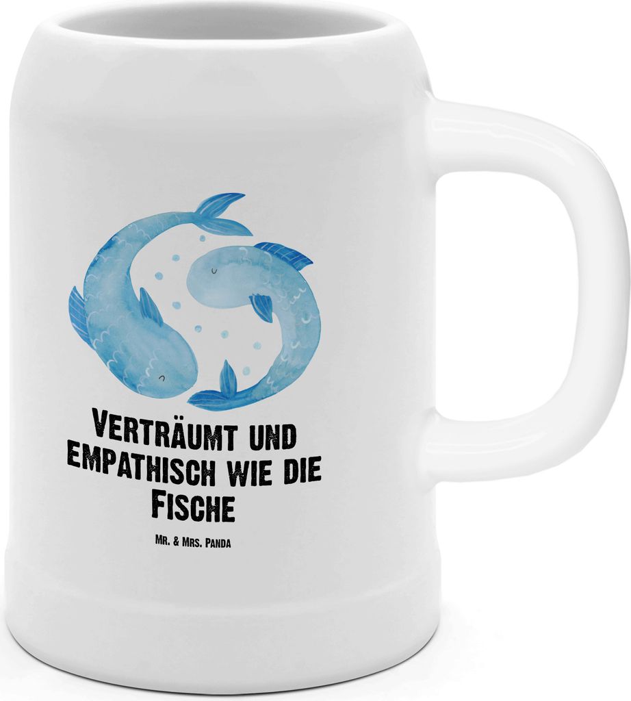 Mr. & Mrs. Panda Seidel Sternzeichen Fische - Weiß - Geschenk, Krug, Steinkrug, Fisch, Keramikkrug, Geburtstag März, Humpen, Trinkkrug, Sternbild