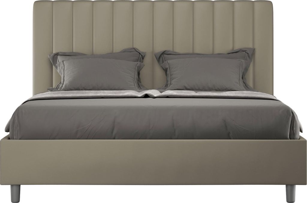 ITYHOME - Gepolstertes Bett mit Bettkasten 140x210 mit Kunstlederbezug Cappuccino Agueda