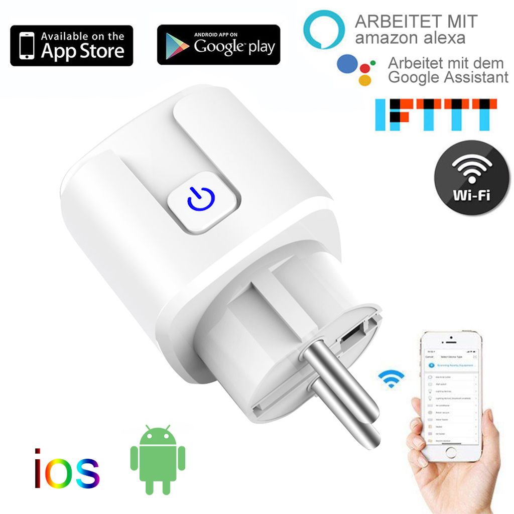 Smart Steckdose Wireless App Android Wifi für Google Home Funktioniert iOS 