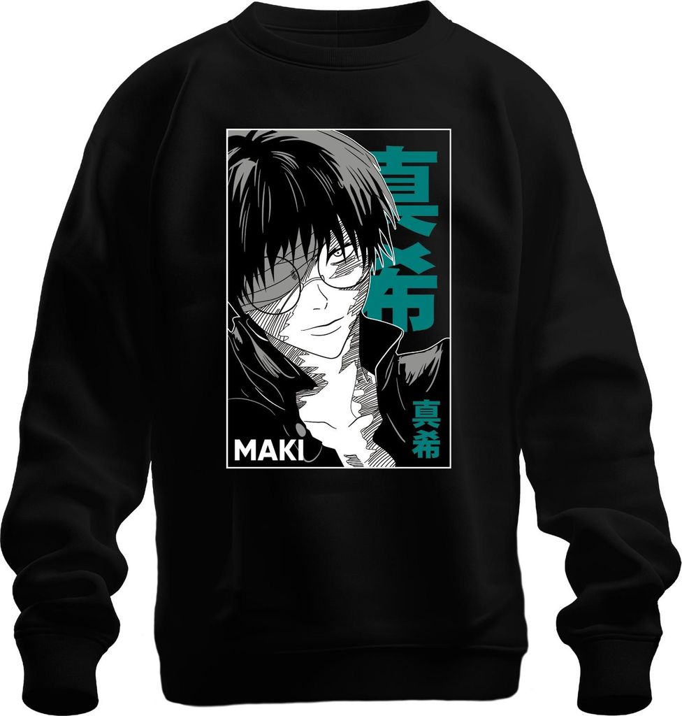 Anime Manga MAKI Brille schwarz weiß Cool Geschenk Otaku Retro Uni Sweatshirt Pullover, Schwarz, 3XL