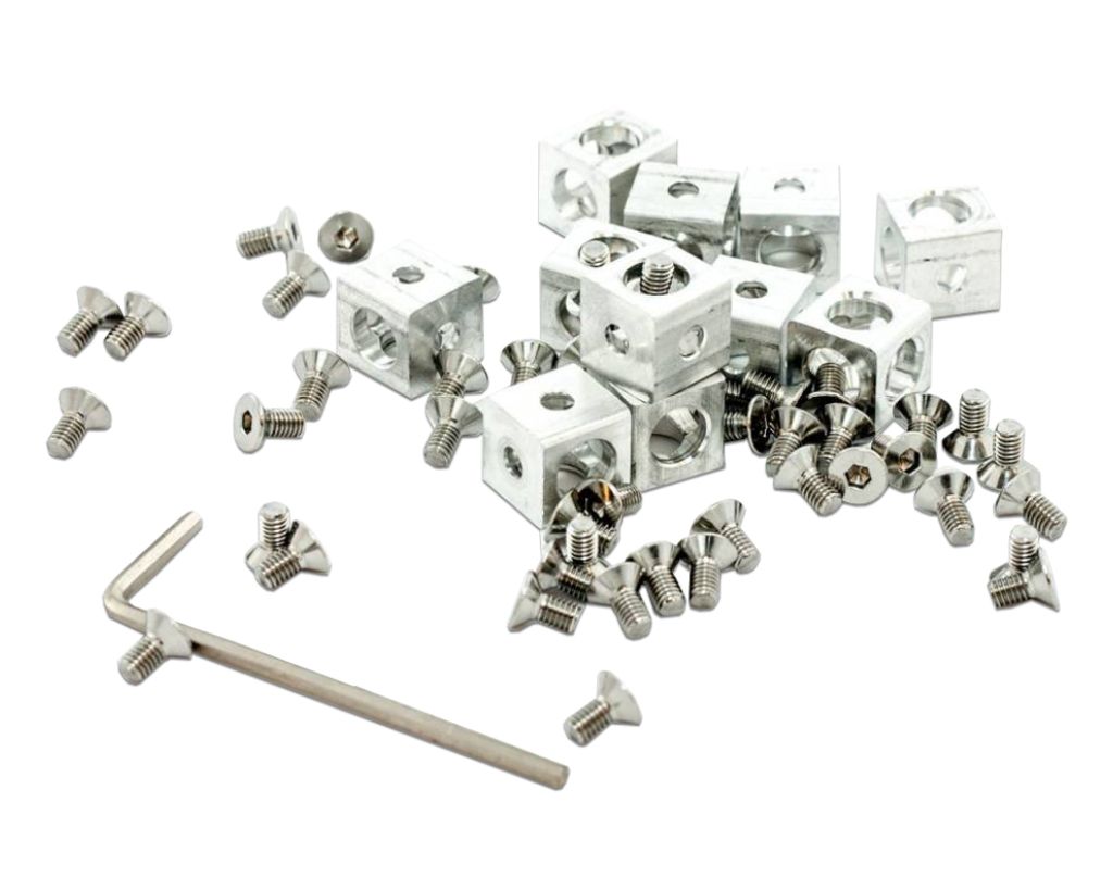 MakerBeam Profilwürfel, Eckverbinder für 10x10mm Profile, Aluminium klar eloxiert, 12 Stück