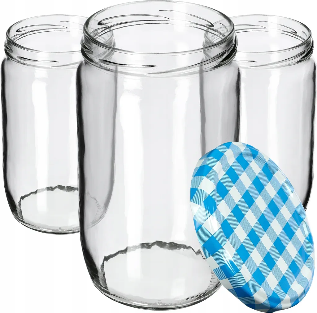 48 Vasi Vetro KADAX 720ml con Coperchio Blu - Organizzazione Dispensa