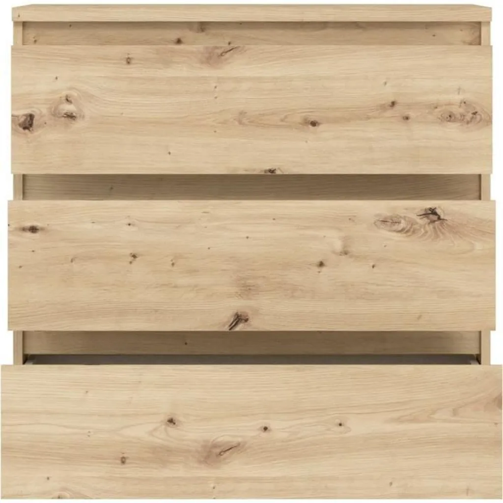 Commode CHELSEA Chêne Artisan avec 3 tiroirs larges - Rangement 80cm - 4