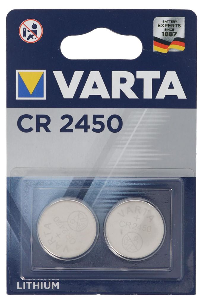 2x Varta Knopfzelle CR2450 Batterie 3V Lithium Coin Retail Produktbild 