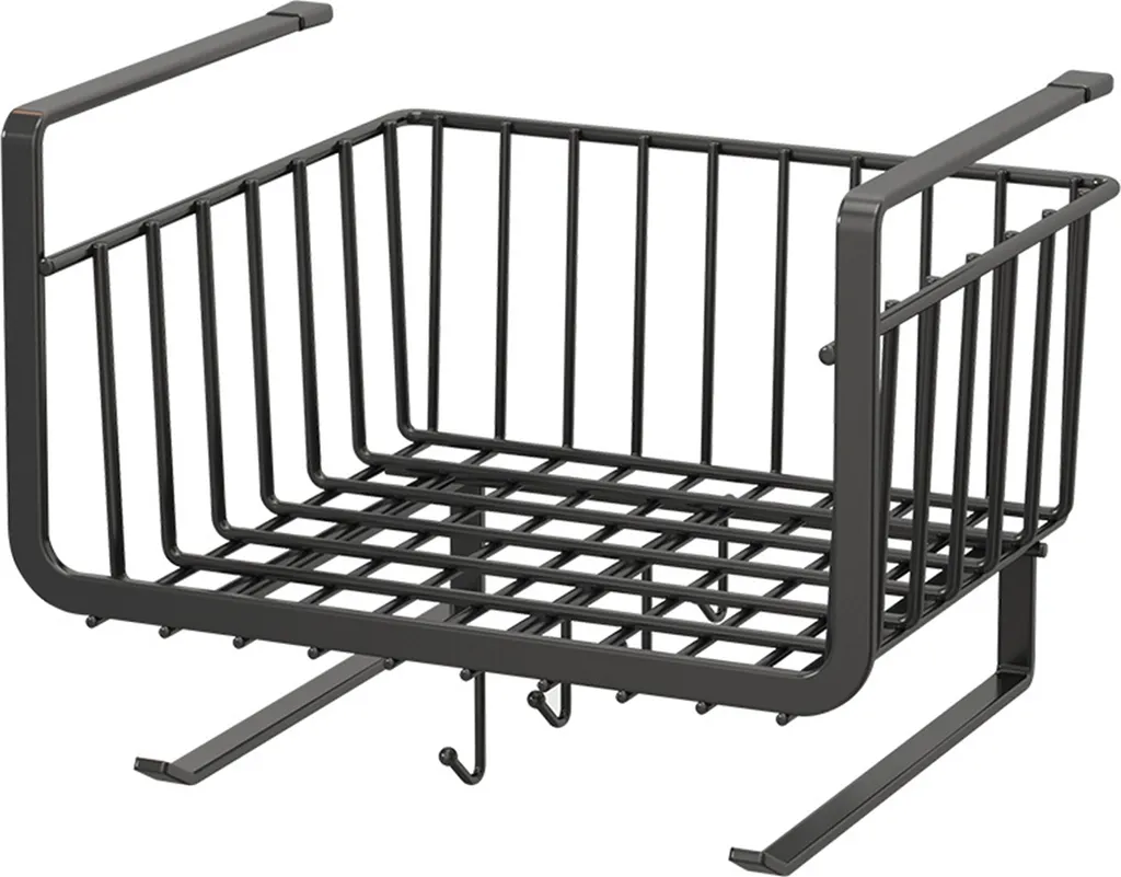 Rangement sous placard de cuisine, panier suspendu métal noir série K