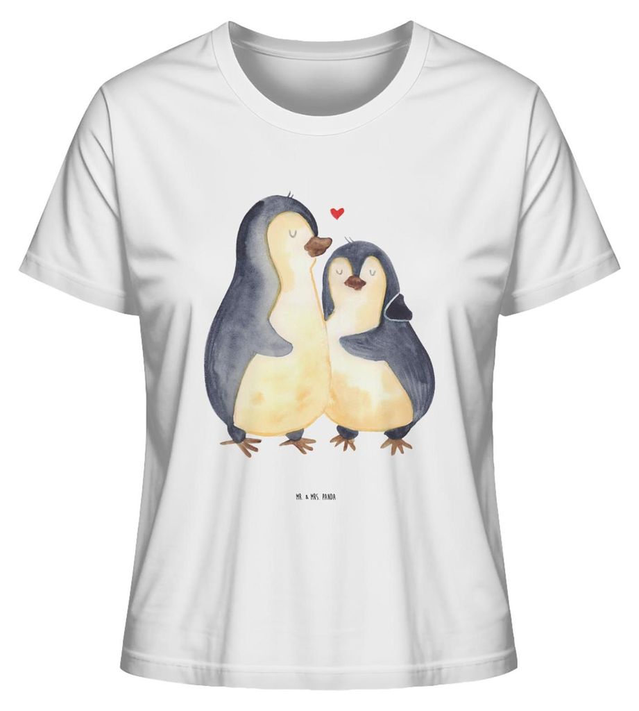 Mr. & Mrs. Panda Basic Shirt Damen Pinguine Einschlafen Größe S - Weiß - Geschenk, Valentinstag, Hochzeitstag, Kurzarmshirt, Baumwoll T-Shirt, f...