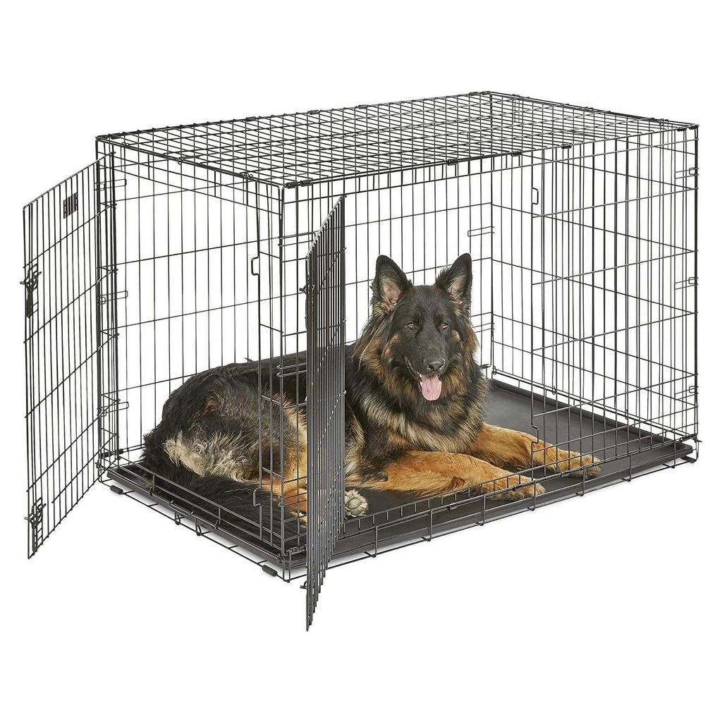 IvoQ Hundekäfig L - 90x60x67cm - Doppeltüren - Faltbar - Langlebig - Schwarz