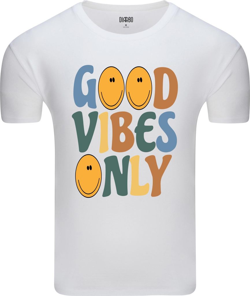 Diarbo Herren T-Shirt mit Lustigem Druck Nur gute Stimmung Weiß Gr.XXL