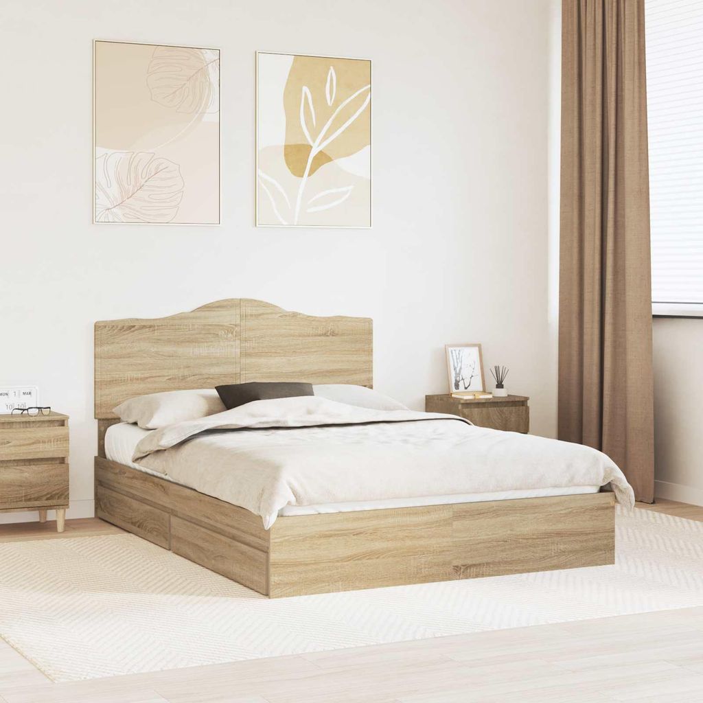 Maison Exclusive - Aufbewahrungsbett Sonoma-Eiche 150 x 200 cm Holzwerkstoff