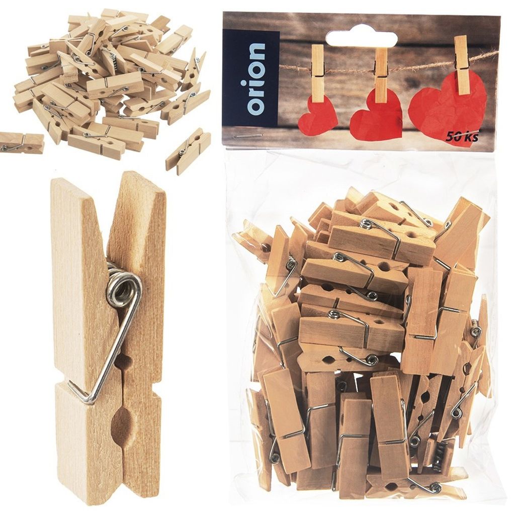 Orion Deko-Klammern Deko-Clips Holzklammern Wäscheklammern 4,5 cm 50 Stk.